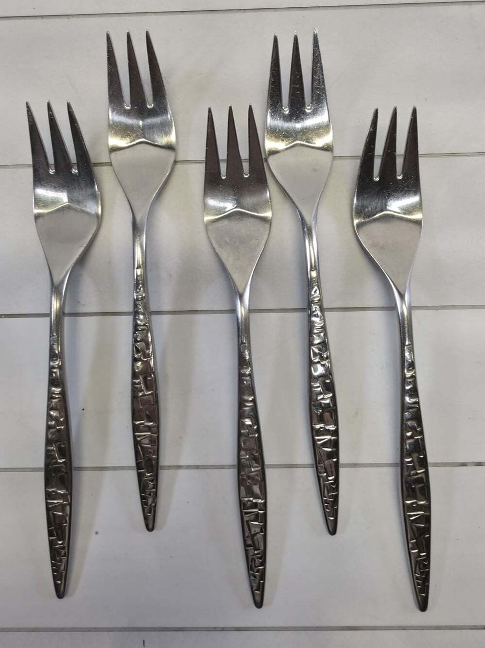 5 Lyon CORTEZ Aztec Stainless Salad Fork Geometric Flatware - 7 1/8"